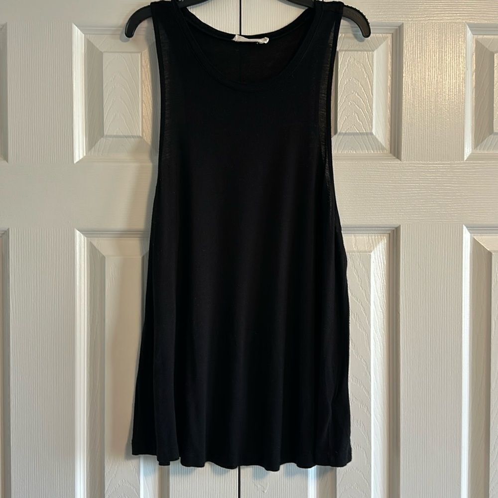 Double Zero Women’s Slightly Sheer Black Tank Top, Size L